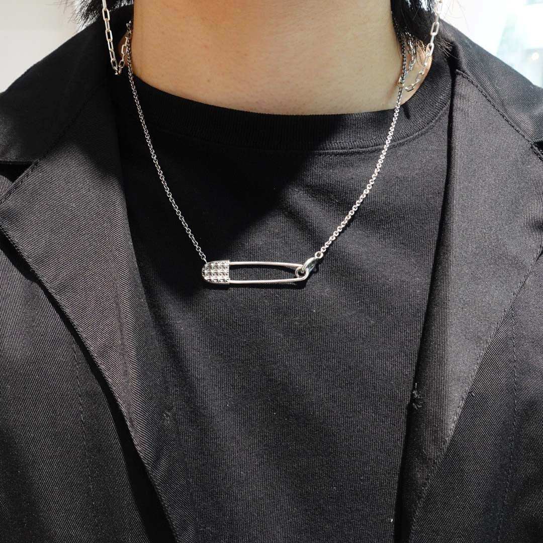 TRIPLE X STUDS SAFETY PIN NECKLACE