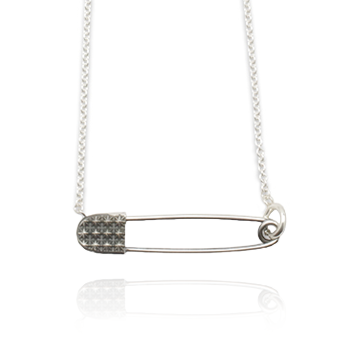 TRIPLE X STUDS SAFETY PIN NECKLACE