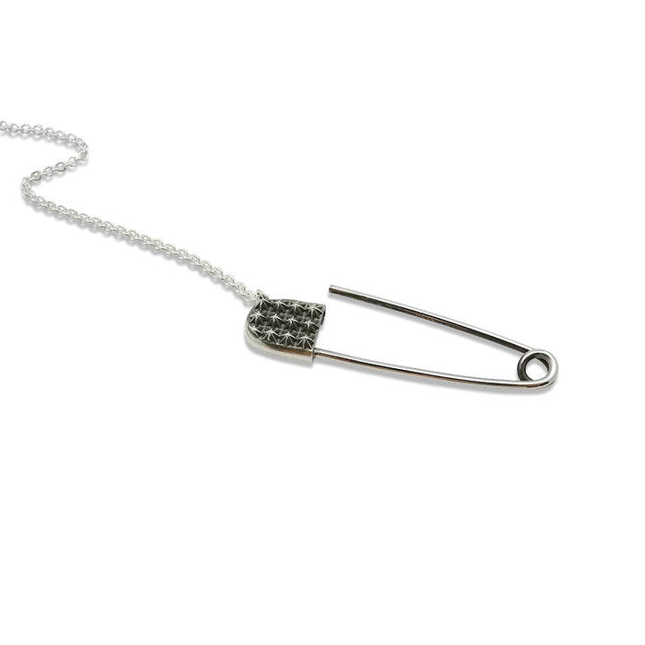 TRIPLE X STUDS SAFETY PIN NECKLACE